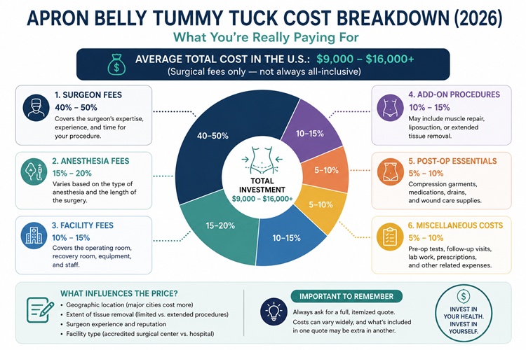 Breakdown of apron belly tummy tuck cost factors