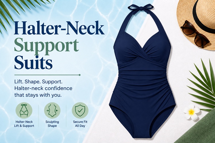Halter-Neck Support Suits For Apron Belly