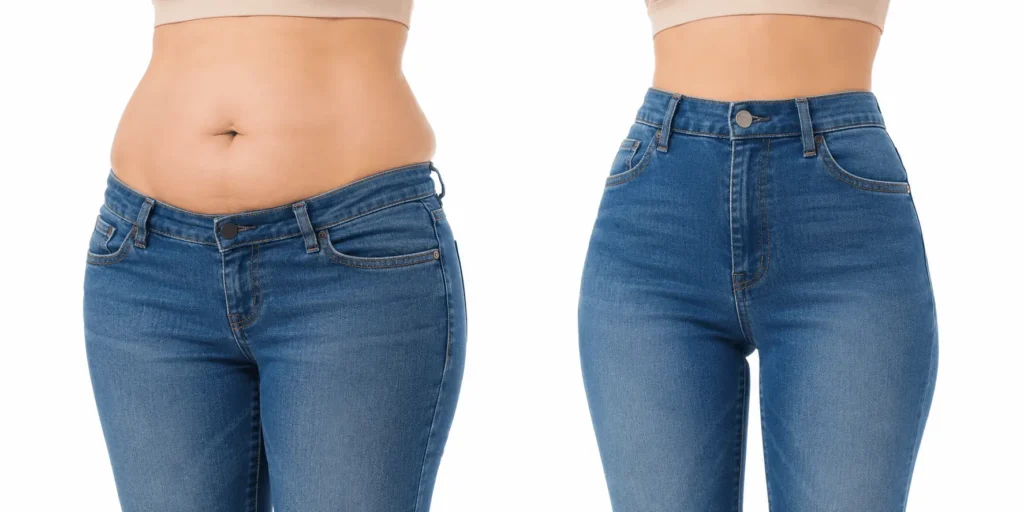 High-waisted jeans
