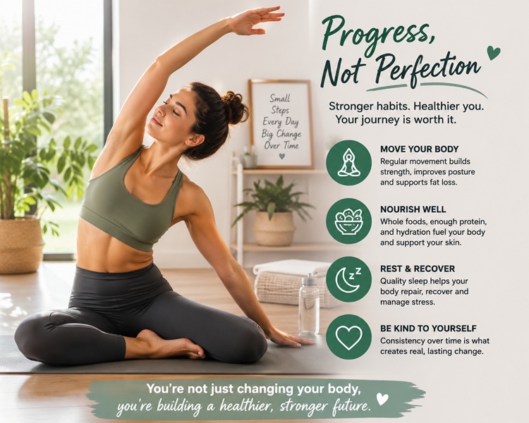 Individual practicing yoga and stretching for improved body confidence