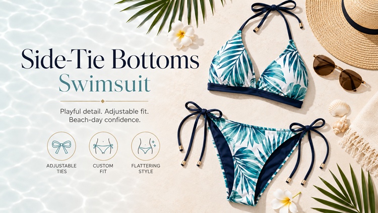 Adjustable side-tie bikini bottoms for a customizable fit throughout the day