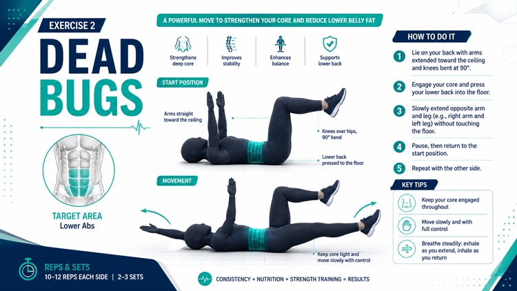 Dead bug exercise for core stability and FUPA