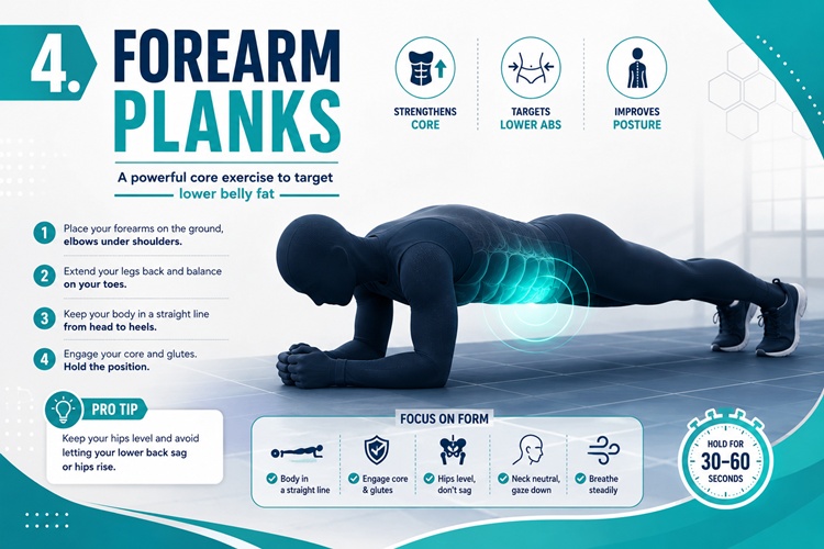 Forearm plank for lower abdominal strength
