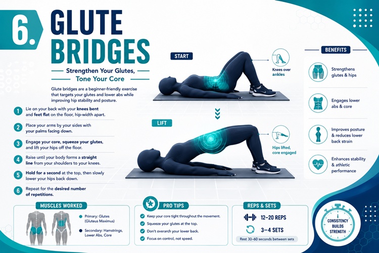 Glute bridge exercise for pelvic floor strength