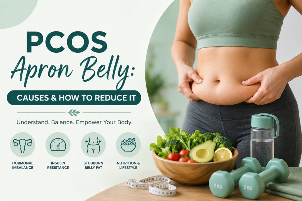 Woman managing PCOS apron belly with healthy lifestyle