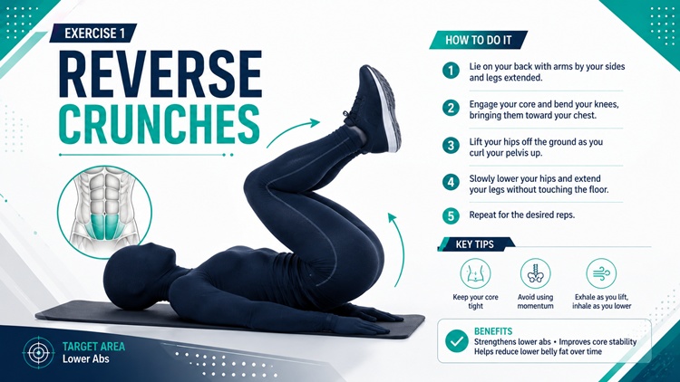 Woman performing reverse crunch for FUPA exercise