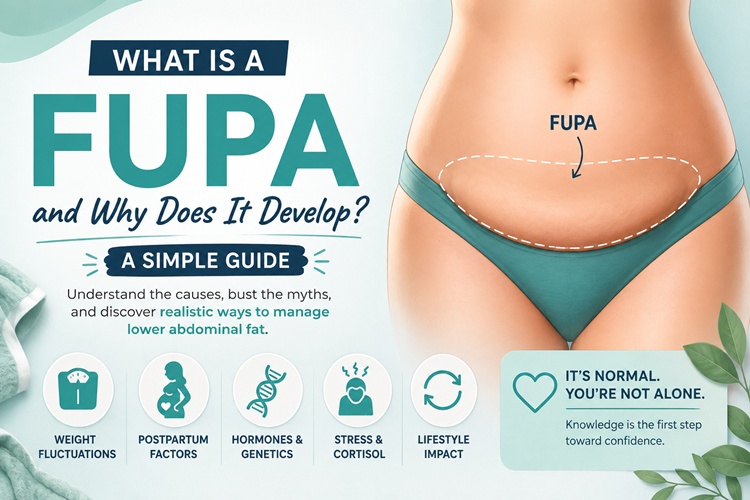 A friendly illustration or lifestyle photo showing a person focusing on the lower abdominal area.