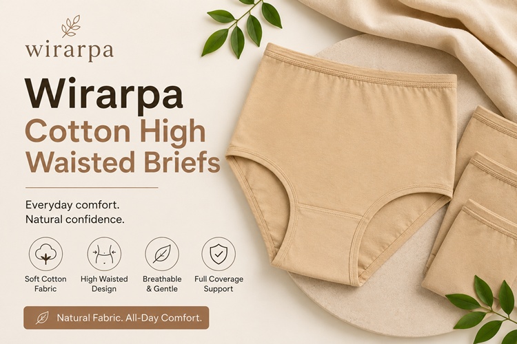 Wirarpa cotton high-waisted briefs for curvy bodies
