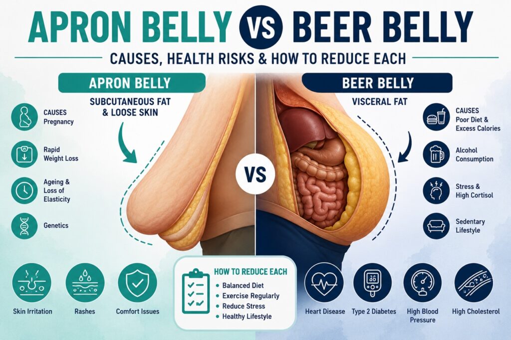 Apron Belly vs Beer Belly: Causes, Health Risks & How to Reduce Each