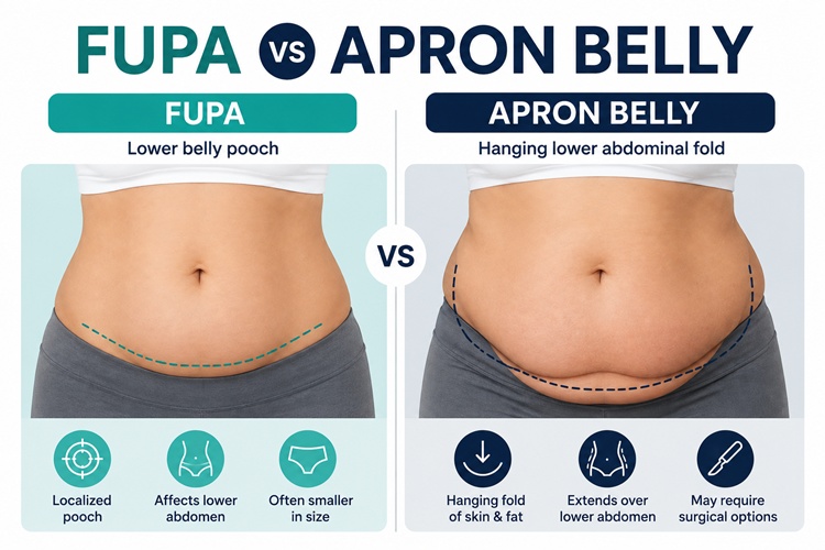Comparison of FUPA and apron belly on the body