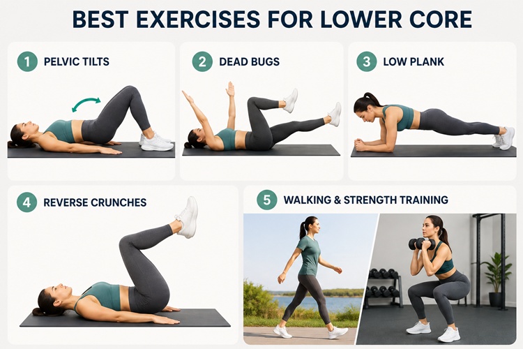 Performing transverse abdominis exercises for lower belly toning