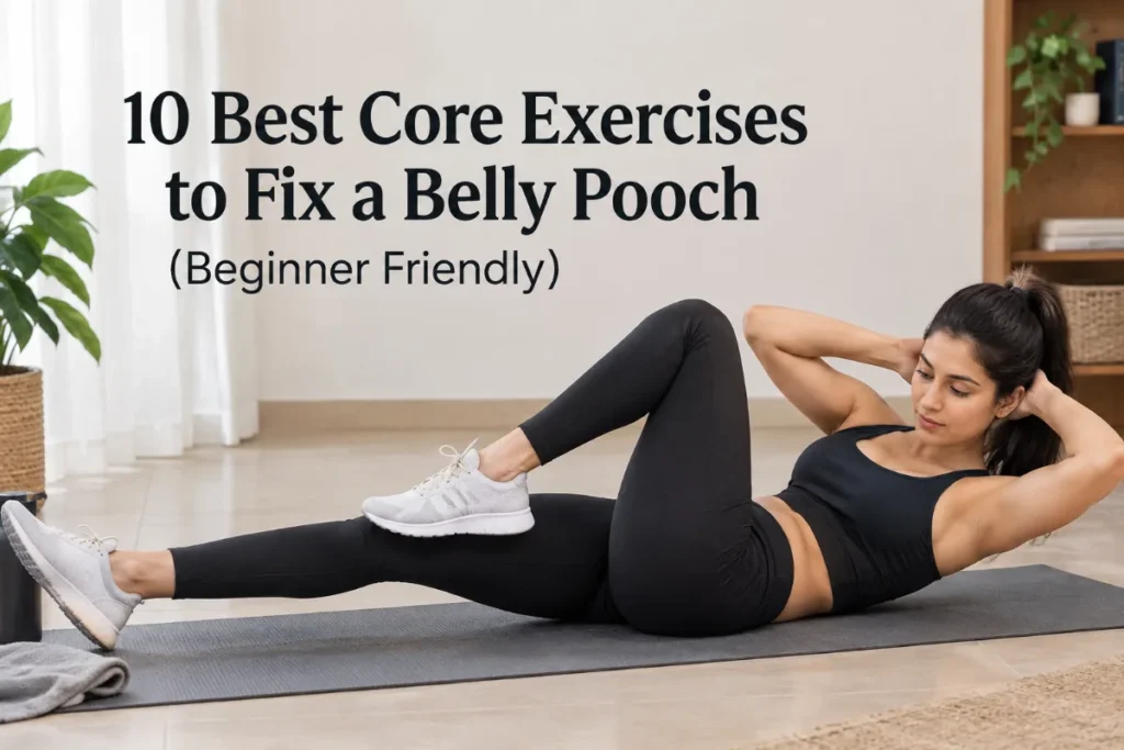 Woman performing a beginner-friendly core exercise to help strengthen the abdominal muscles