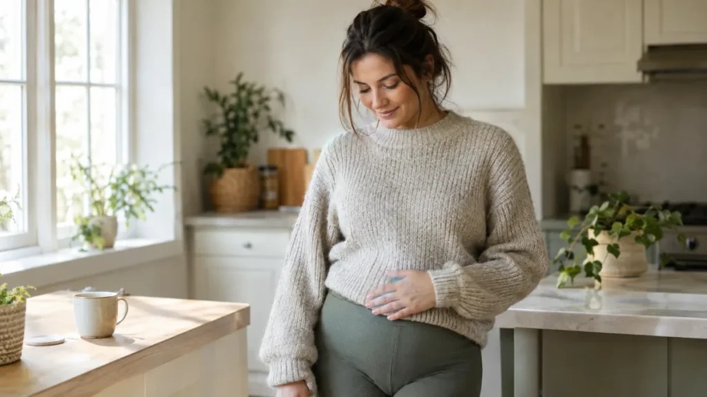 Side-by-side comparison of an apron belly and general belly fat