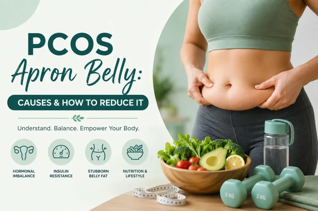 Woman managing PCOS apron belly with healthy lifestyle